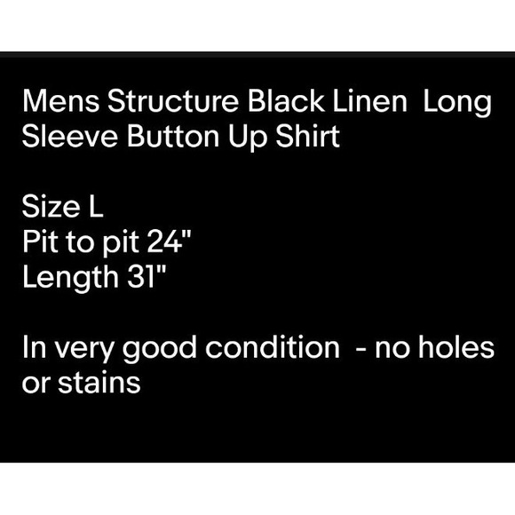 Mens Structure Black Linen  Long Sleeve Button Up Shirt Sz L - Picture 5 of 5